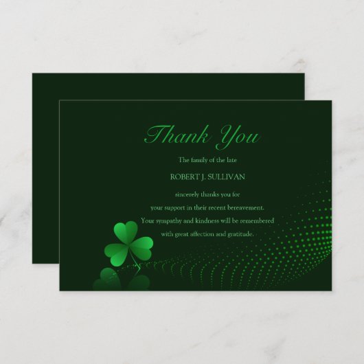 Irish Beileid Dankeschön Card Dankeskarte (Vorne/Hinten)