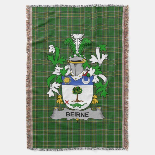 Irish Beirne oder O_Beirne Coat of Arms Family Cre Decke (Vorderseite Vertikal)