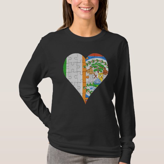 Irish Belizean Flag Heart T-Shirt (Vorderseite)