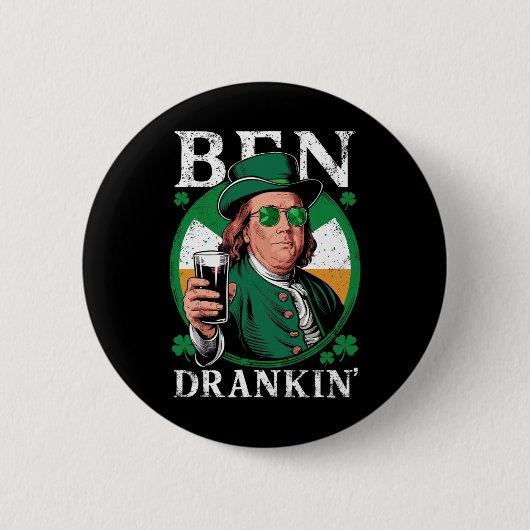 Irish Ben Drankin Beer - St Pattys - Männer und Fr Button (Vorderseite)