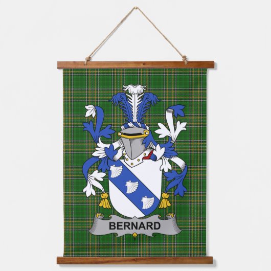 Irish Bernard Coat of Arms Family Crest Wandteppich Mit Holzrahmen (Vorderseite)