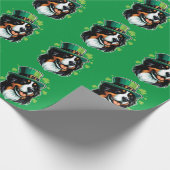 Irish Bernese Dog Leprechaun Hat St Patricks Day Geschenkpapier (Ecke)