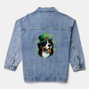 Irish Bernese Dog Leprechaun Hat St Patricks Day Jeansjacke