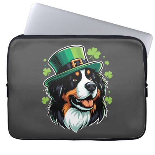 Irish Bernese Dog Leprechaun Hat St Patricks Day Laptopschutzhülle (Vorderseite)
