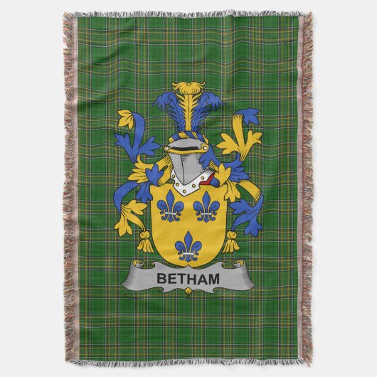 Irish Betham Coat of Arms Familienwappen Irland Decke (Vorderseite Vertikal)
