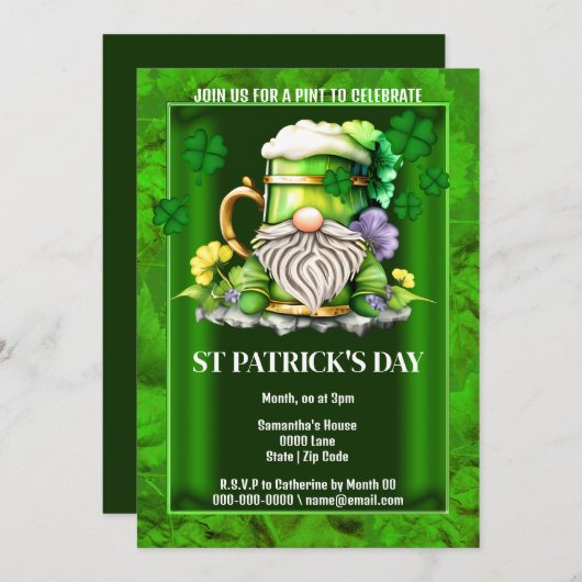 Irish Bierleprechaun gnome Irland Kleeblatt chic Einladung (Vorne/Hinten)