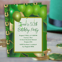Irish Birthday Adult Green Balloons Party Einladung