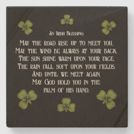 Irish Blessing and Shamrocks Black and Green Steinuntersetzer