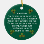 Irish Blessing and Shamrocks Green Typography Keramik Ornament (Vorne)