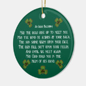 Irish Blessing and Shamrocks Green Typography Keramik Ornament (Links)