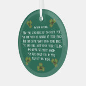 Irish Blessing and Shamrocks Green Typography Ornament Aus Glas (Vorderseite links)