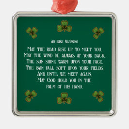 Irish Blessing and Shamrocks Green Typography Ornament Aus Metall