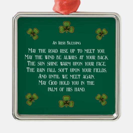 Irish Blessing and Shamrocks Green Typography Ornament Aus Metall (Vorne)