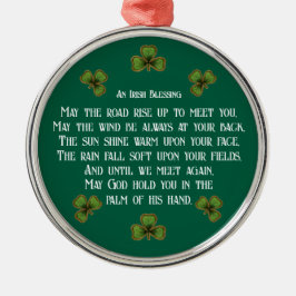 Irish Blessing and Shamrocks Green Typography Ornament Aus Metall