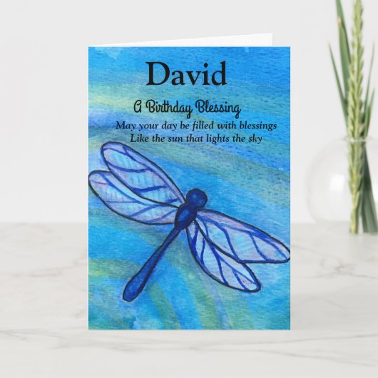 Irish Blessing Birthday Brave Blue Dragonfly Karte (Vorderseite)