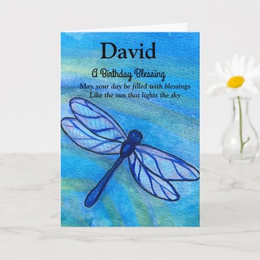 Irish Blessing Birthday Brave Blue Dragonfly Karte (Kleine Pflanze)
