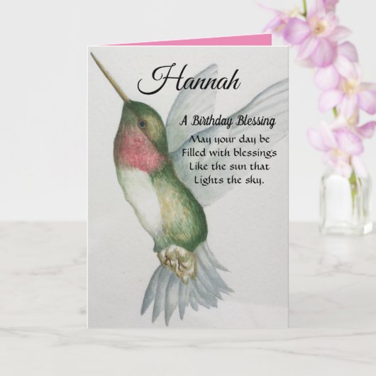 Irish Blessing Birthday Hübsch Hummingbird Wings Karte (Orchidee)