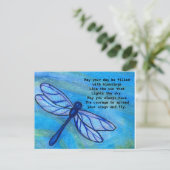 Irish Blessing Brave Blue Dragonfly Courage Postkarte (Stehend Vorderseite)