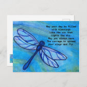 Irish Blessing Brave Blue Dragonfly Courage Postkarte (Vorne/Hinten)