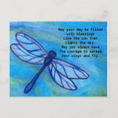 Irish Blessing Brave Blue Dragonfly Courage Postkarte (Vorderseite)