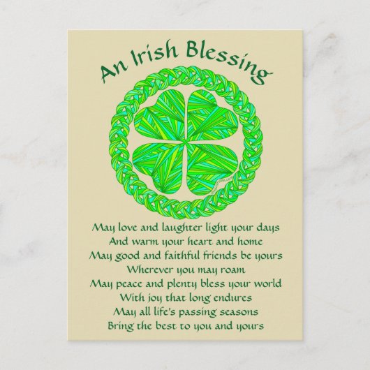 Irish Blessing Celtic Kleeblatt Postkarte (Vorderseite)