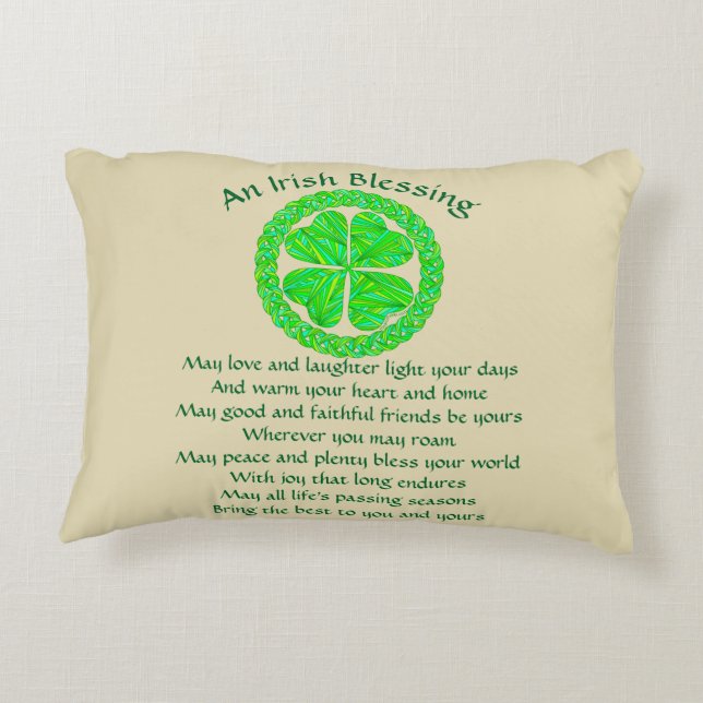 Irish Blessing Celtic Kleeblatt Zierkissen (Rückseite)