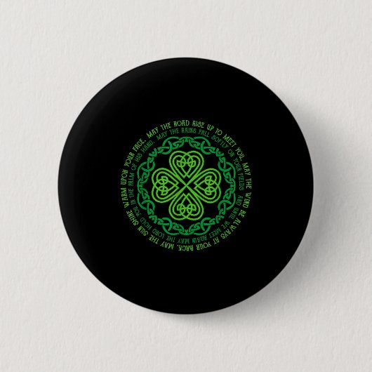 Irish Blessing Celtic Knot & 4-Blatt-Klee Glück Button (Vorderseite)