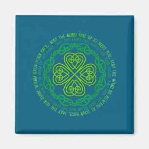 Irish Blessing Celtic Knot & 4-Blatt-Klee Glück Magnet