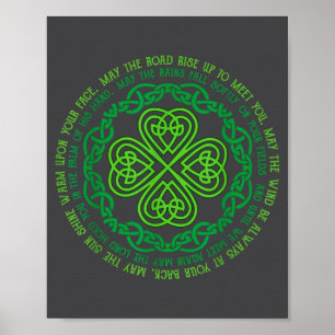 Irish Blessing Celtic Knot & 4-Blatt-Kleeblatt Glü Poster