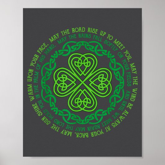 Irish Blessing Celtic Knot & 4-Blatt-Kleeblatt Glü Poster (Vorne)