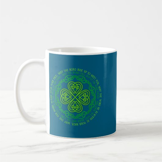 Irish Blessing Celtic Knot & 4-leaf Clover Luc Kaffeetasse (Links)