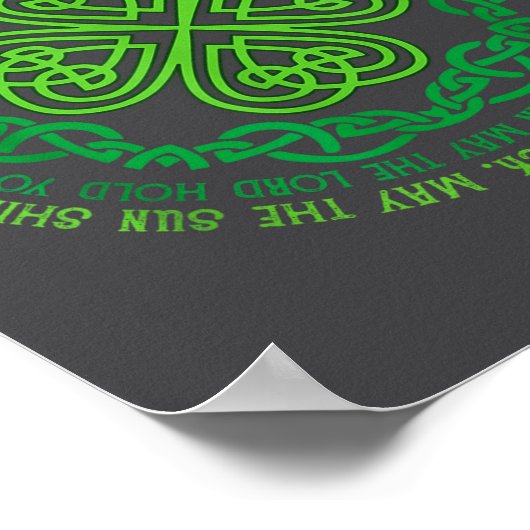 Irish Blessing Celtic Knot &amp; 4-leaf Clover Luc Poster (Ecke)