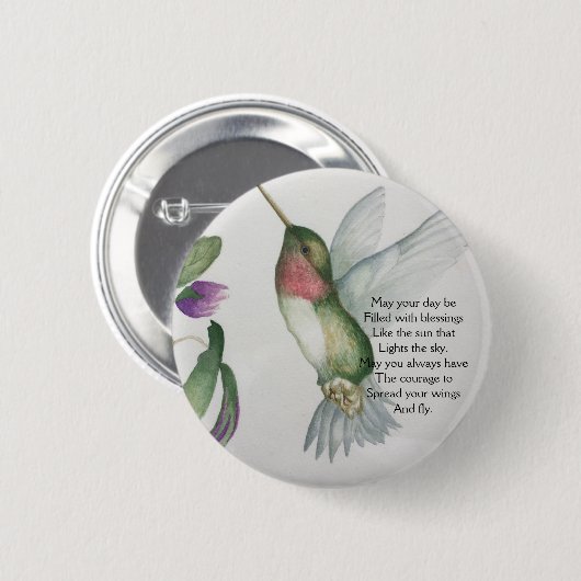 Irish Blessing Courage Pretty Bird Garden Button (Vorne & Hinten)