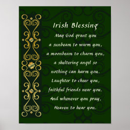 Irish Blessing Elegangoldfarbenes dunkles Design Poster