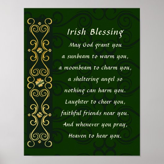 Irish Blessing Elegangoldfarbenes dunkles Design Poster (Vorne)