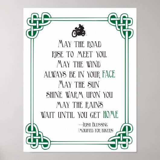 Irish Blessing für Biker lustiges Motorrad Poster (Vorne)