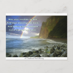 Irish Blessing Gebet & Regenbogen Postkarte
