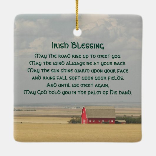 Irish Blessing Golden Wheat Fields Keramikornament (Rückseite)