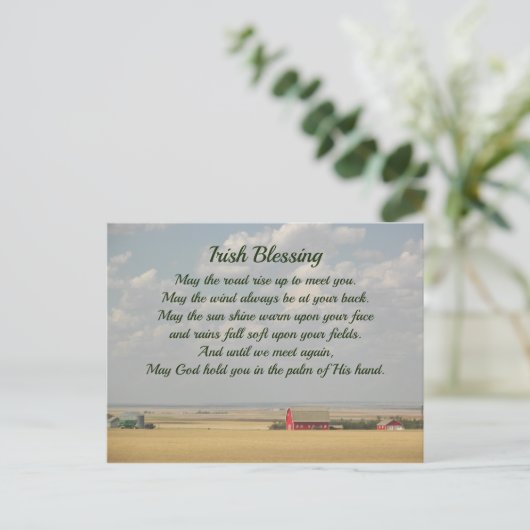 Irish Blessing Golden Wheat Fields Postkarte (Stehend Vorderseite)