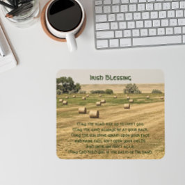Irish Blessing Hay Bales in the Field Mousepad