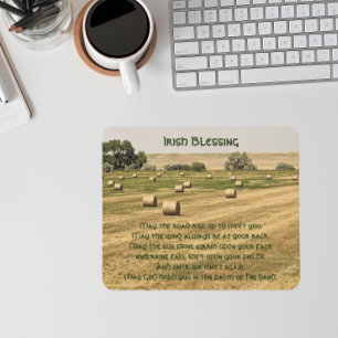 Irish Blessing Hay Bales in the Field Mousepad