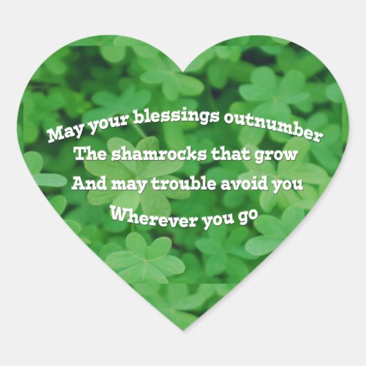 Irish Blessing Heart Sticker (Vorderseite)