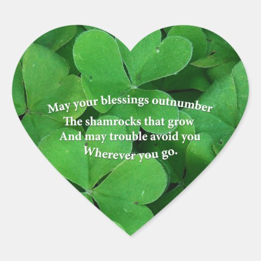 Irish Blessing Herz-Aufkleber (Vorderseite)