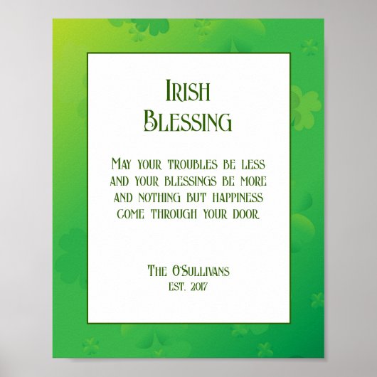 Irish Blessing Housewarming Gift Poster (Vorne)