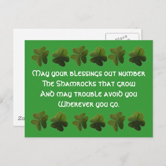 Irish Blessing Kleeblatt Postcard Postkarte (Vorne/Hinten)