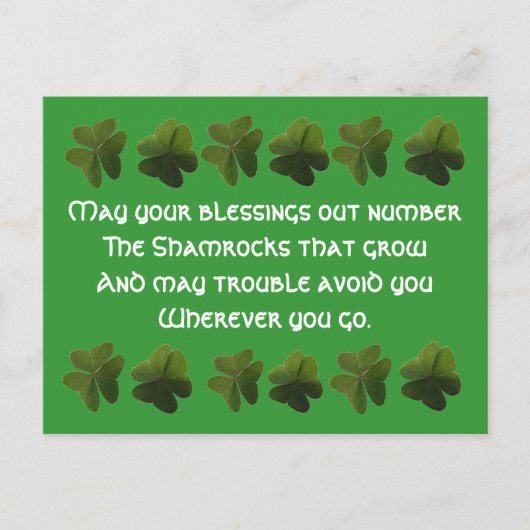 Irish Blessing Kleeblatt Postcard Postkarte (Vorderseite)