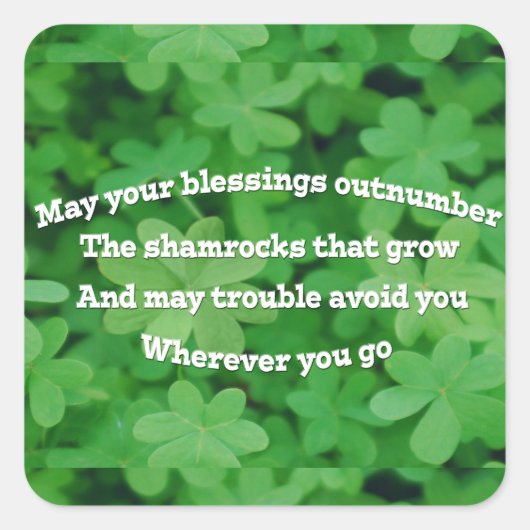 Irish Blessing Quadratischer Aufkleber (Vorderseite)