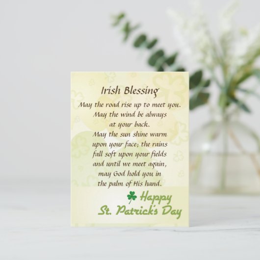 Irish Blessing St. Patrick's Day Custom Postkarte (Stehend Vorderseite)