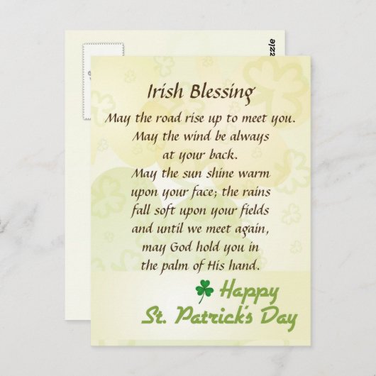Irish Blessing St. Patrick's Day Custom Postkarte (Vorne/Hinten)