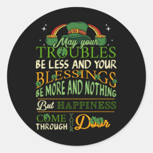 Irish Blessing St. Patrick's Day Leprechaun Regenb Runder Aufkleber